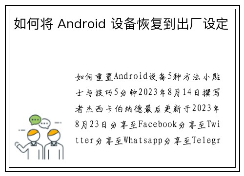 如何将 Android 设备恢复到出厂设定 