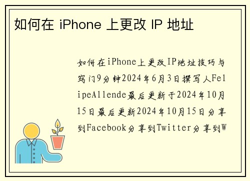 如何在 iPhone 上更改 IP 地址 