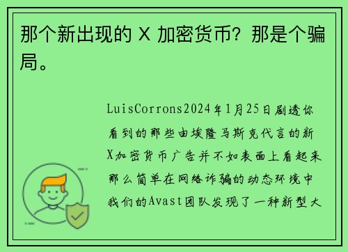 那个新出现的 X 加密货币？那是个骗局。